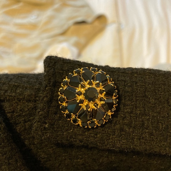 Vintage woman’s swing coat wool blend  brass/black glass stones made in USA - Picture 11 of 14